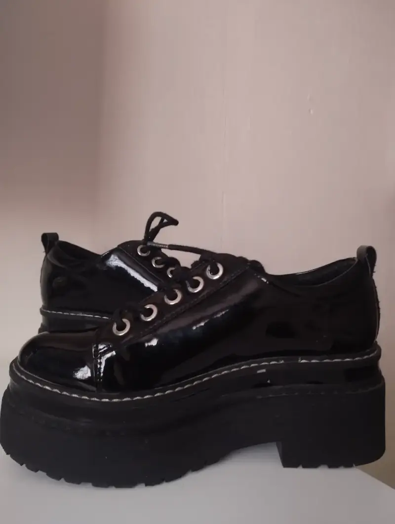 Zapatos plataforma C/MORAN negros charol talla 37 - 2