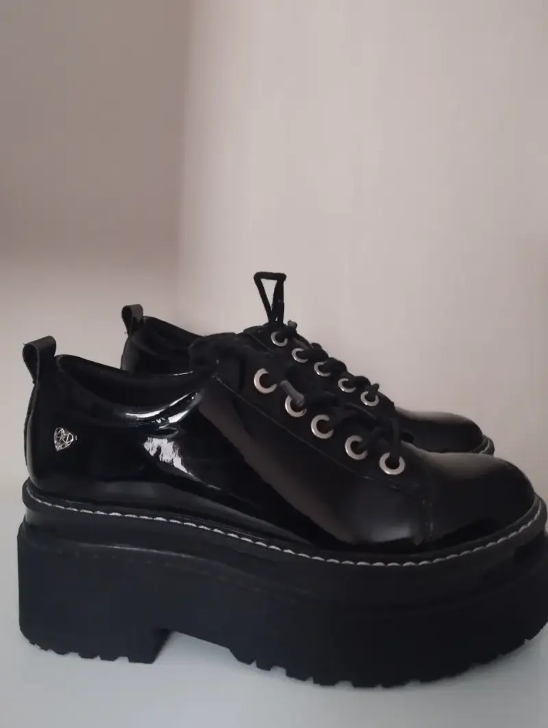 Zapatos plataforma C/MORAN negros charol talla 37 - 4