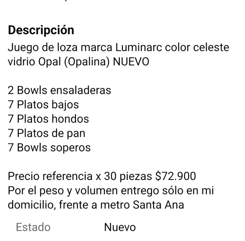Juego de vajilla celeste de Opalina - 6