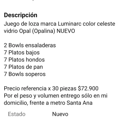 Juego de vajilla celeste de Opalina - miniatura 6