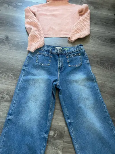 jeans anchos con tachas en bolsillos - miniatura 4