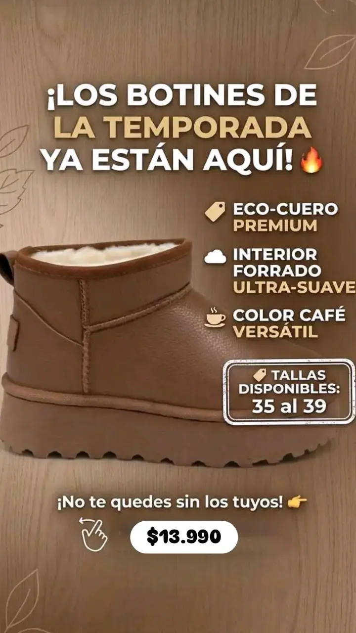 Botines de eco-cuero café forrados