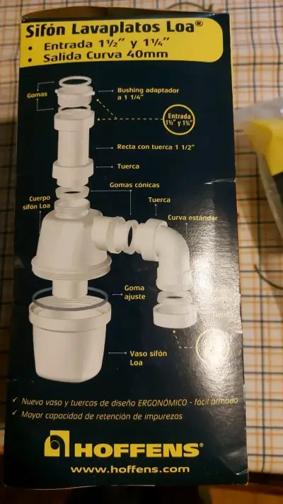 Sifón Lavaplatos Loa Hoffens 1 1/2" y 1 1/4" - miniatura 1