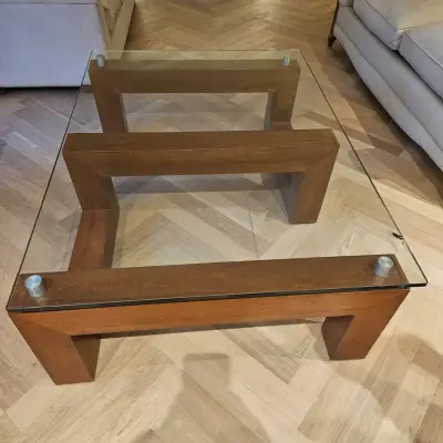 Mesa de centro de vidrio y madera moderna - miniatura 1
