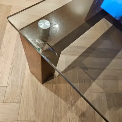 Mesa de centro de vidrio y madera moderna - miniatura 3
