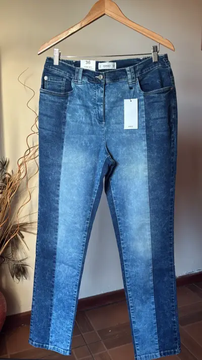 Jeans Mango Wide Leg azul bicolor - miniatura 1