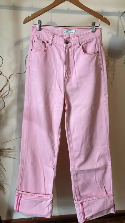 Jeans rosados Zara para mujer - miniatura 1