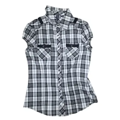 Blusa a cuadros blanco y negro para mujer - miniatura 1