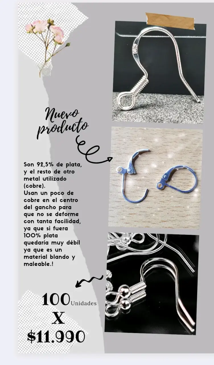 Ganchos de plata 925 para aros - 2
