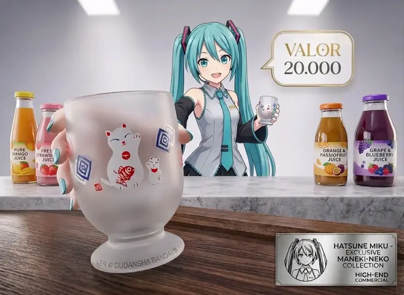 Vasos de vidrio con motivos del Maneki