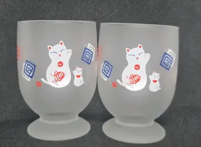 Vasos de vidrio con motivos del Maneki - miniatura 2