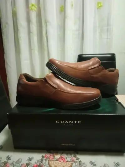 Zapatos de cuero marrón Guante - miniatura 1