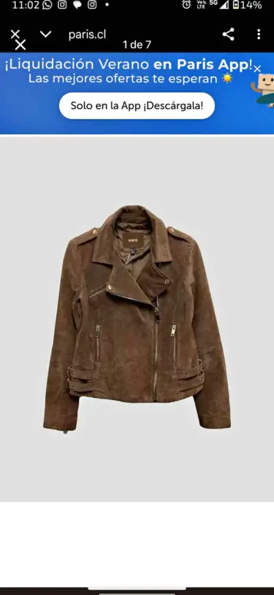 Chaqueta de cuero gamuza  MNG - miniatura 1