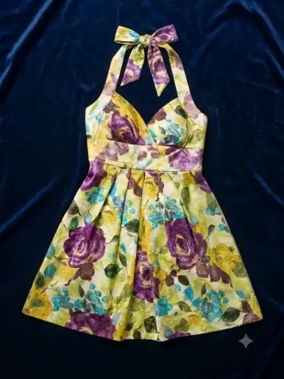Vestido floral con escote halter - miniatura 1