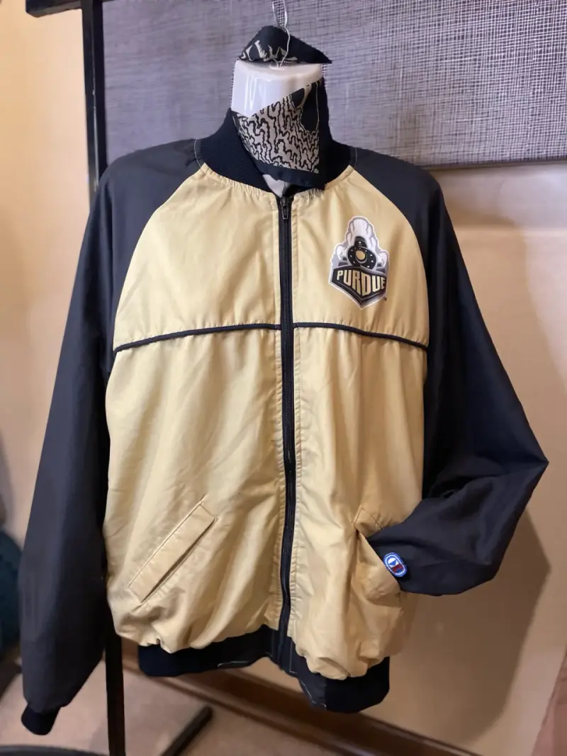 Chaqueta bomber Purdue beige y negra - 1