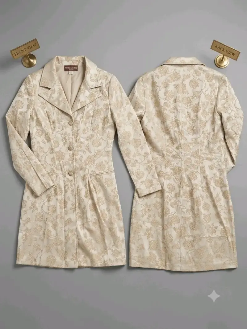 Abrigo beige con diseño floral