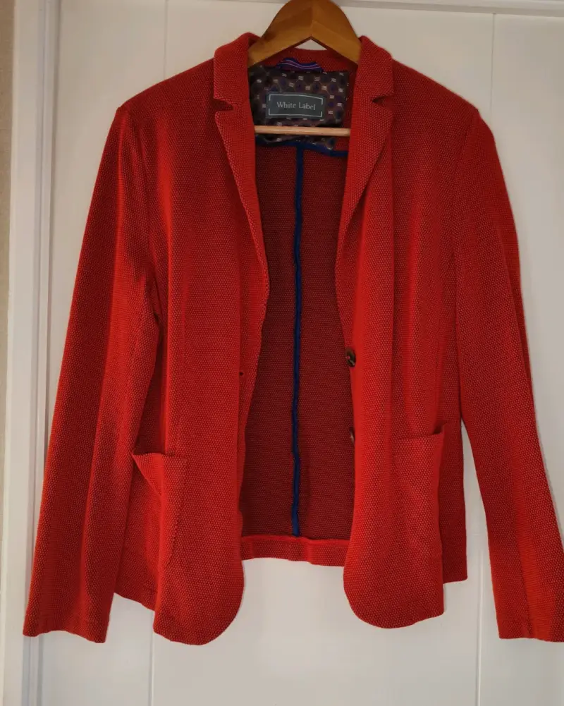 Blazer de terciopelo burdeos con forro estampado - 2