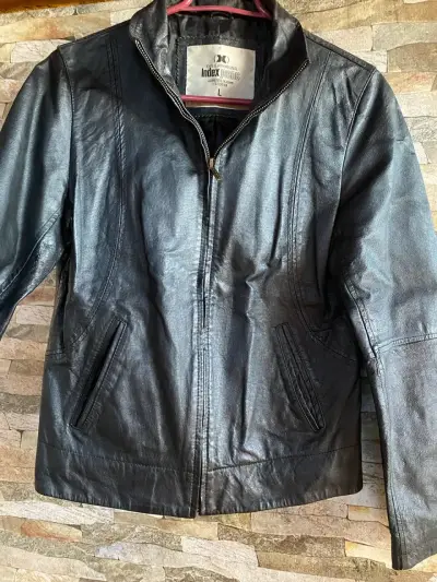 Chaqueta de cuero negra Index Jeans - miniatura 1