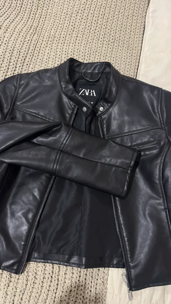 Chaqueta de cuero negra Zara mujer - 2