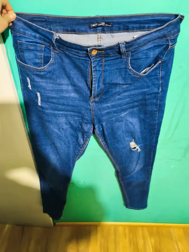 Jeans azul desgastado para mujer - 2