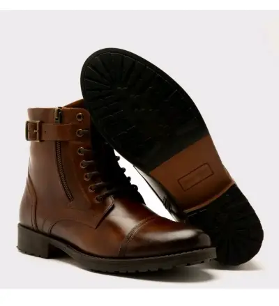 Botas de cuero marrón con cierre lateral - miniatura 4