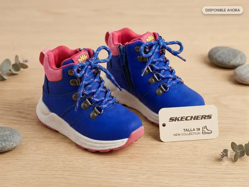 Botines infantiles Skechers azul y rosa