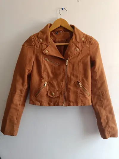 Chaqueta biker mujer color camel - miniatura 1