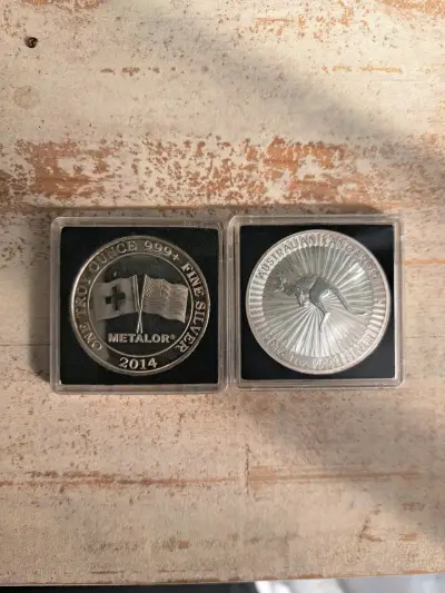 Monedas de plata Metalor y Canguro Australiano - miniatura 1