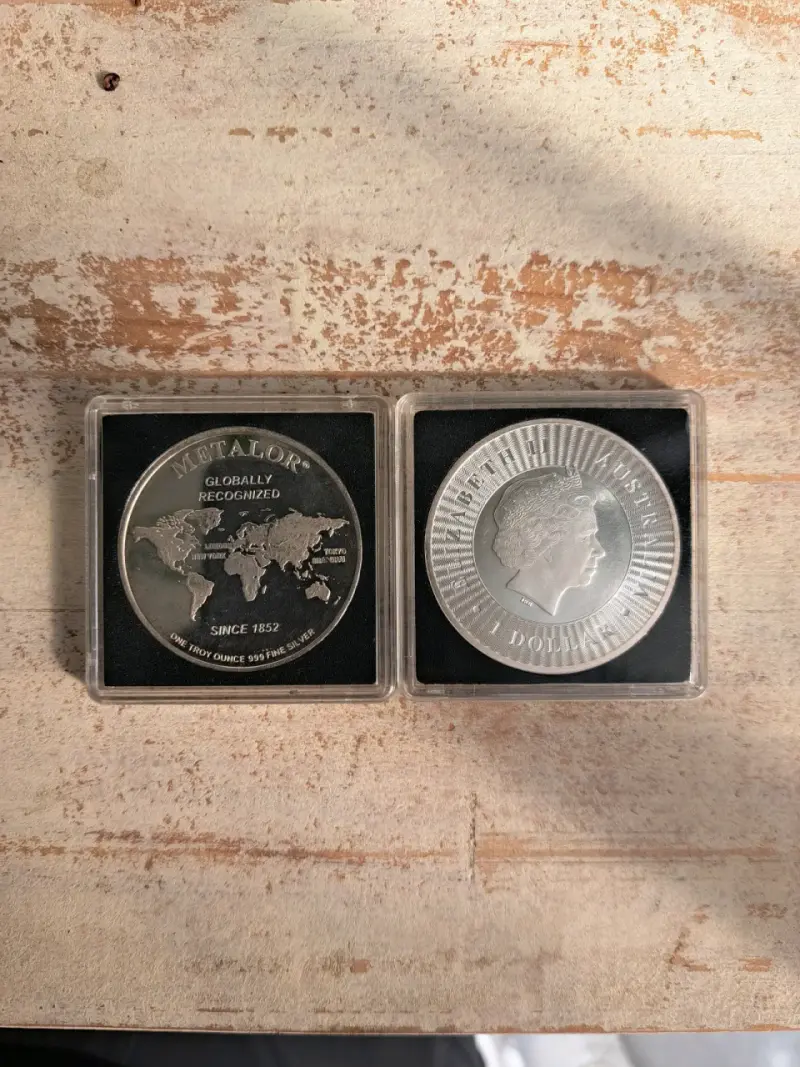 Monedas de plata Metalor y Canguro Australiano - 2