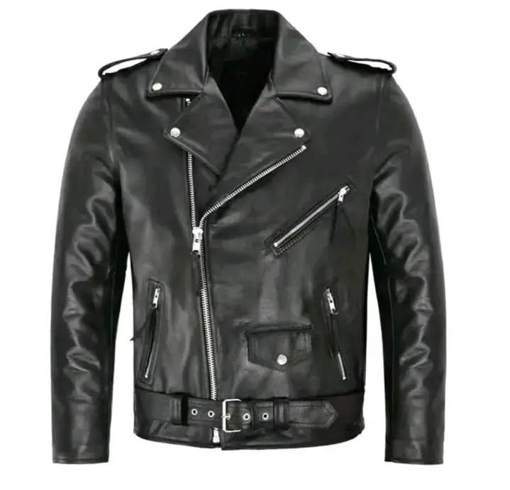 Chaqueta de cuero negra estilo biker - 3