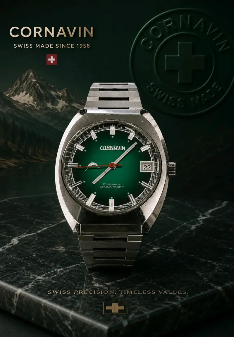 Reloj Cornavin suizo verde clásico - 3
