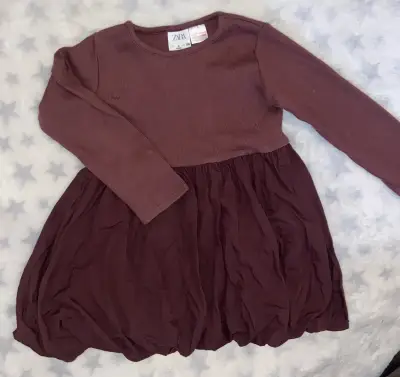Vestido Zara para niña color burdeos - miniatura 1