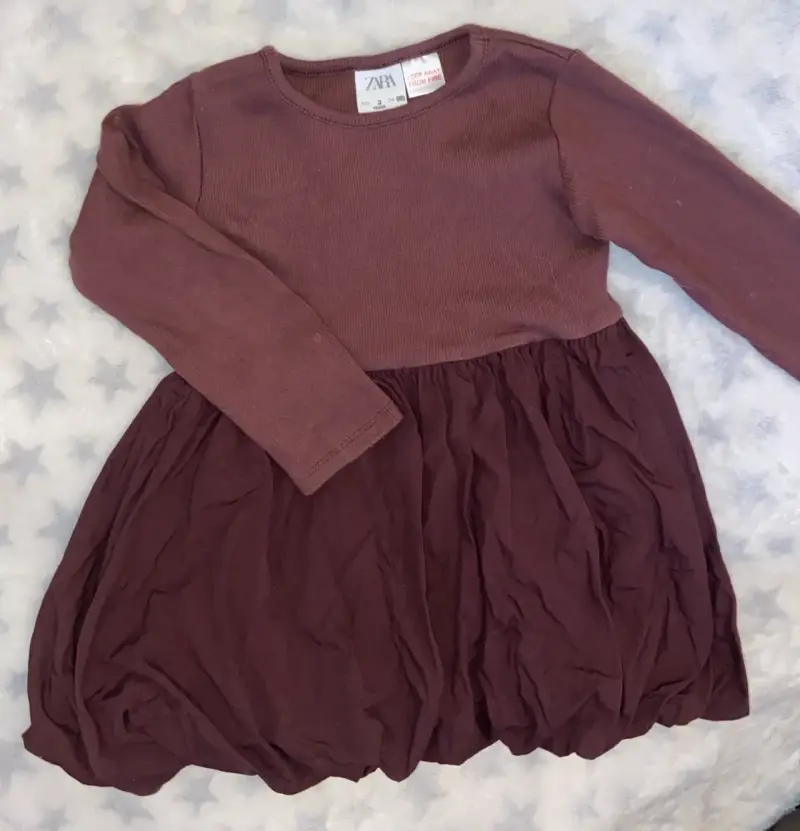 Vestido Zara para niña color burdeos - 2