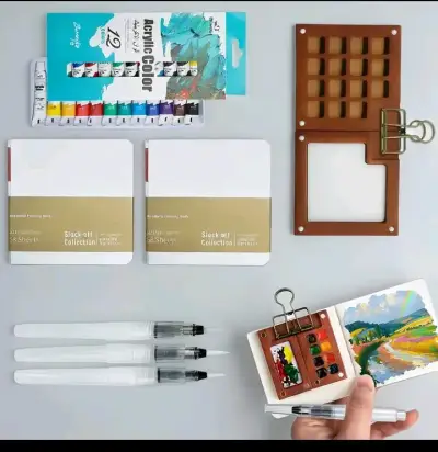 Set de pintura acrílica con cuadernos y pinceles - miniatura 1