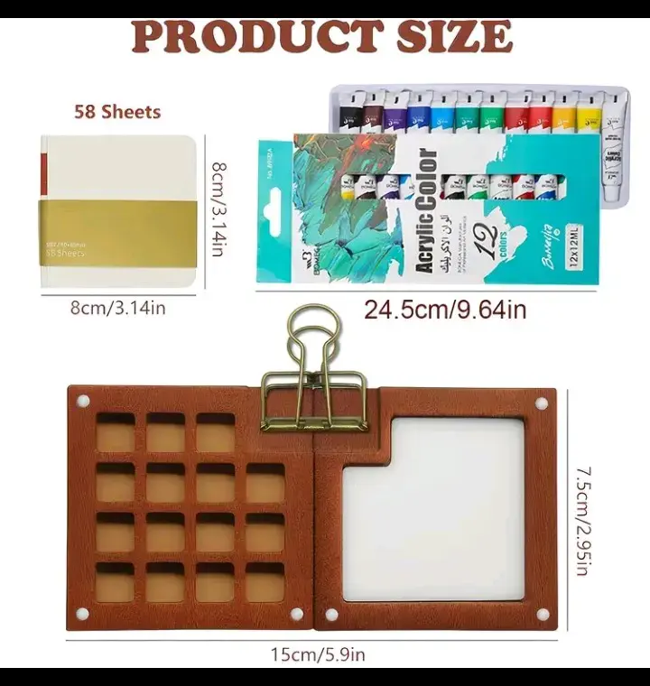 Set de pintura acrílica con cuadernos y pinceles - 2
