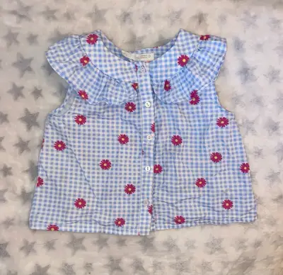 Blusa infantil a cuadros con flores - miniatura 1