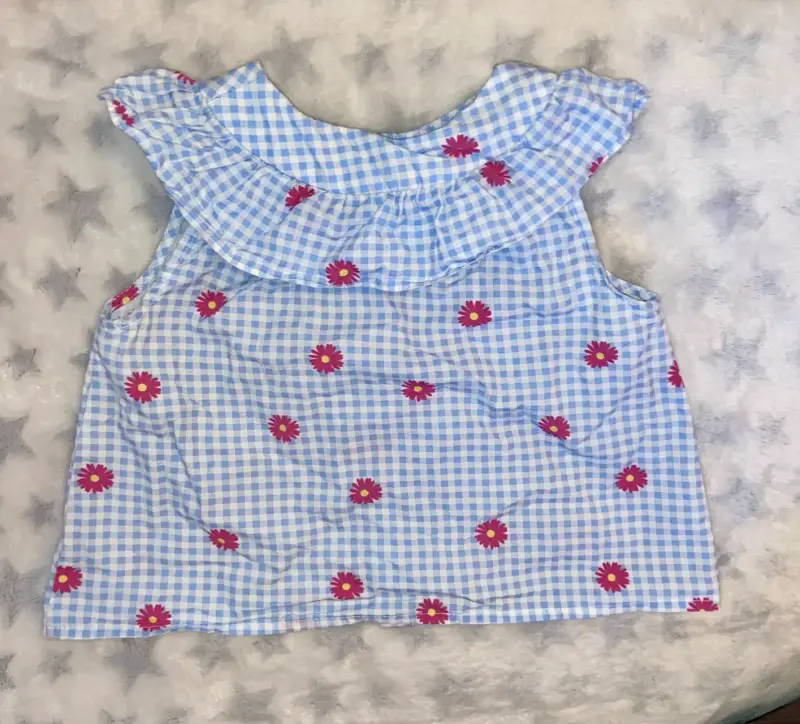 Blusa infantil a cuadros con flores - 2
