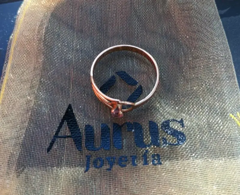 Anillo de oro18k con boleta rosa con piedra precio - 2