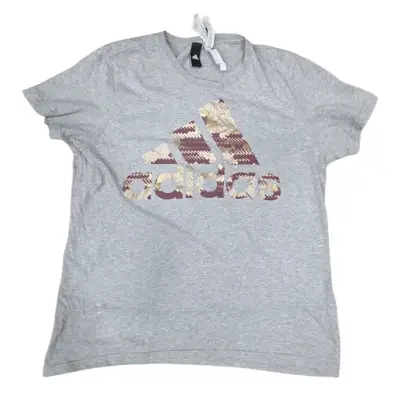 Polera Adidas gris con logo estampado - miniatura 1