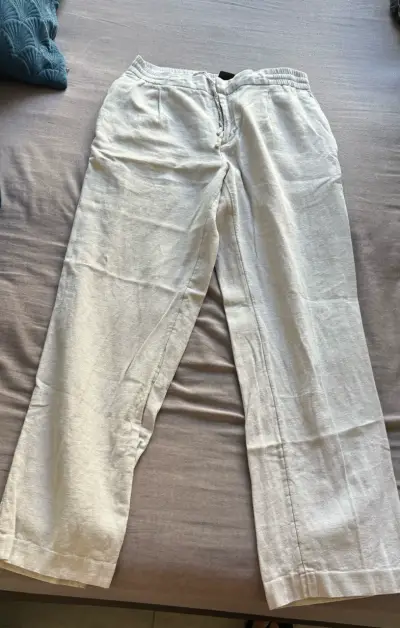 Pantalones de lino beige para hombre - miniatura 1