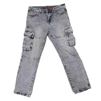 Jeans cargo gris con bolsillos laterales - miniatura 1