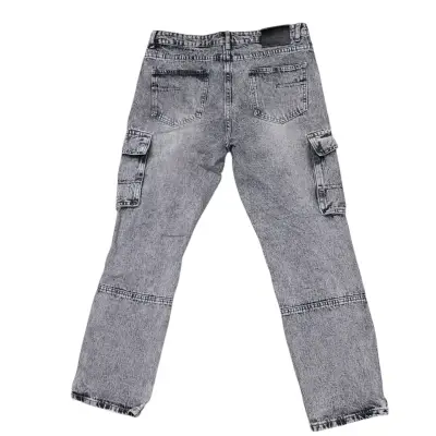 Jeans cargo gris con bolsillos laterales - miniatura 5