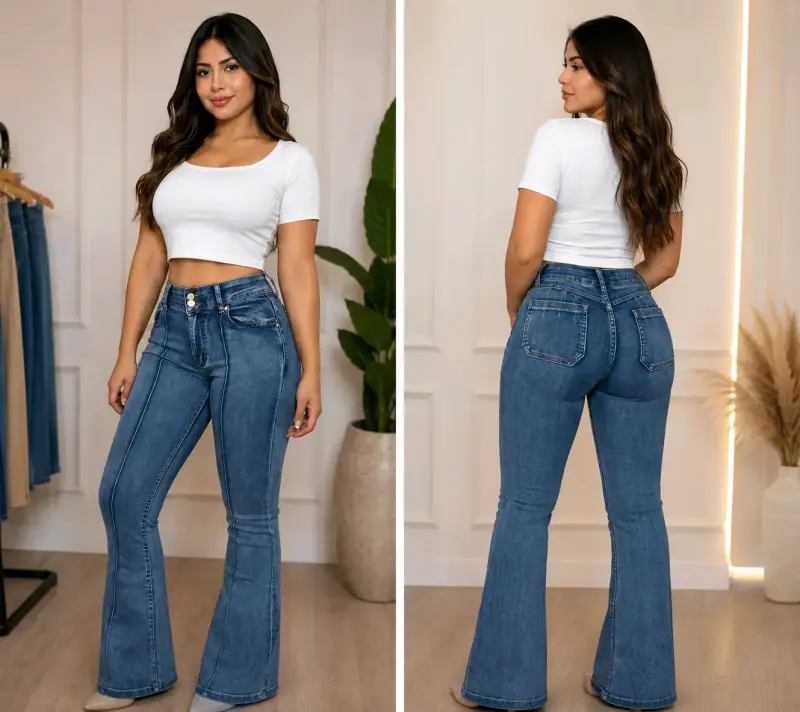 Jeans acampanados gris oscuro para mujer - 2