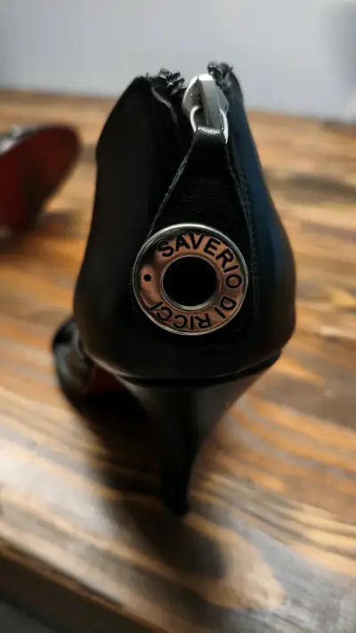 Sandalias negras de cuero Saverio di Ricci - miniatura 6