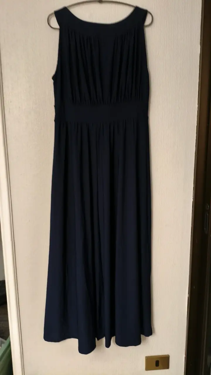 Vestido azul con detalles en mostacilla talla L - 4