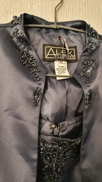 Vestido de noche azul con chaqueta - miniatura 5
