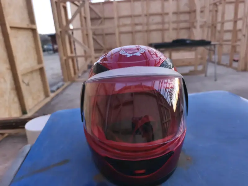Casco de moto integral rojo con visera - 2