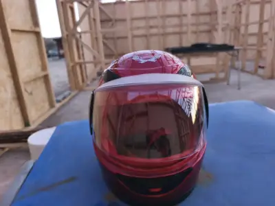 Casco de moto integral rojo con visera - miniatura 2