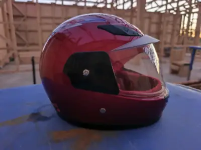 Casco de moto integral rojo con visera - miniatura 3
