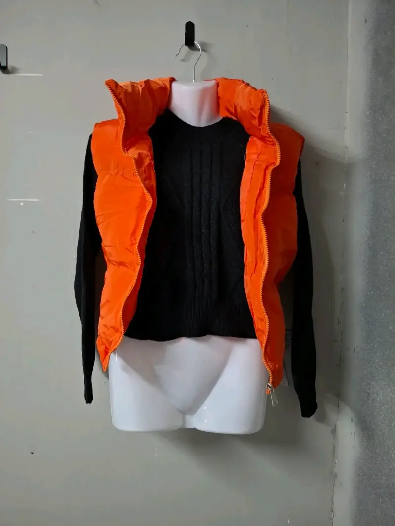 Puffa acolchados sin mangas verde y naranja - 2